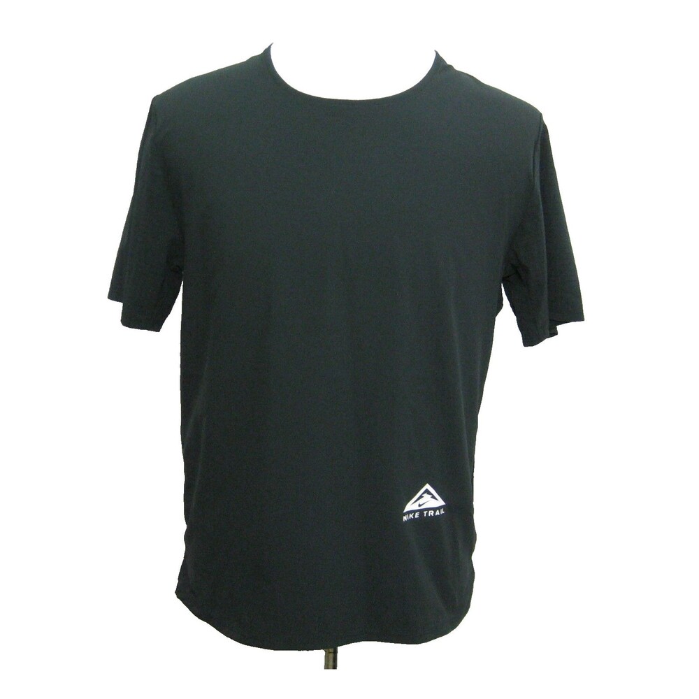 Nike Trail Running Shirt Mens Medium Black Dri-Fit Short Sleeve Reflective Top